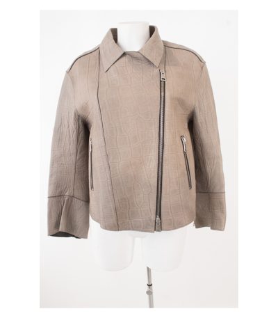 Sylvie Schimmel Paris Damen Lederjacke Graubeige Gr. 38 Leder