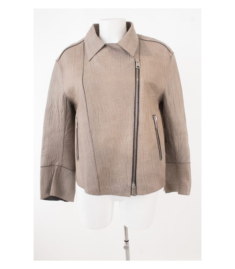 Sylvie Schimmel Paris Damen Lederjacke Graubeige Gr. 38 Leder – Foto 1
