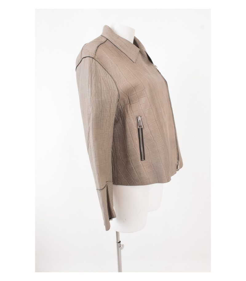 Sylvie Schimmel Paris Damen Lederjacke Graubeige Gr. 38 Leder – Foto 2