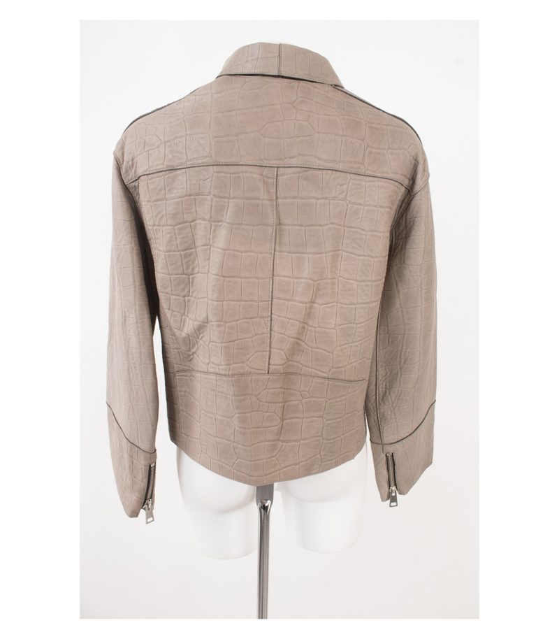 Sylvie Schimmel Paris Damen Lederjacke Graubeige Gr. 38 Leder – Foto 4