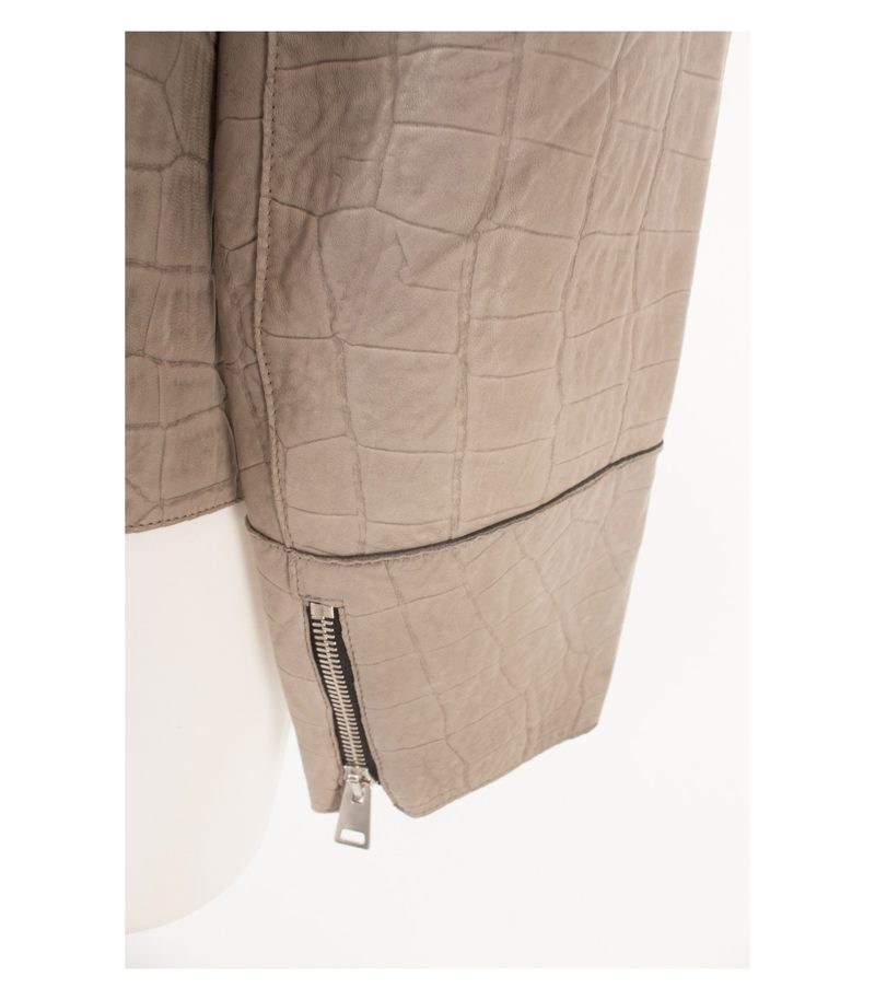 Sylvie Schimmel Paris Damen Lederjacke Graubeige Gr. 38 Leder – Foto 5