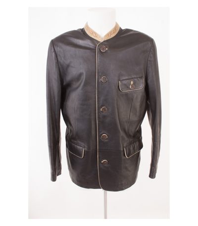 Spieth & Wensky Herren Trachten - Lederjacke Janker Gr.50 Lammnappa Schwarz