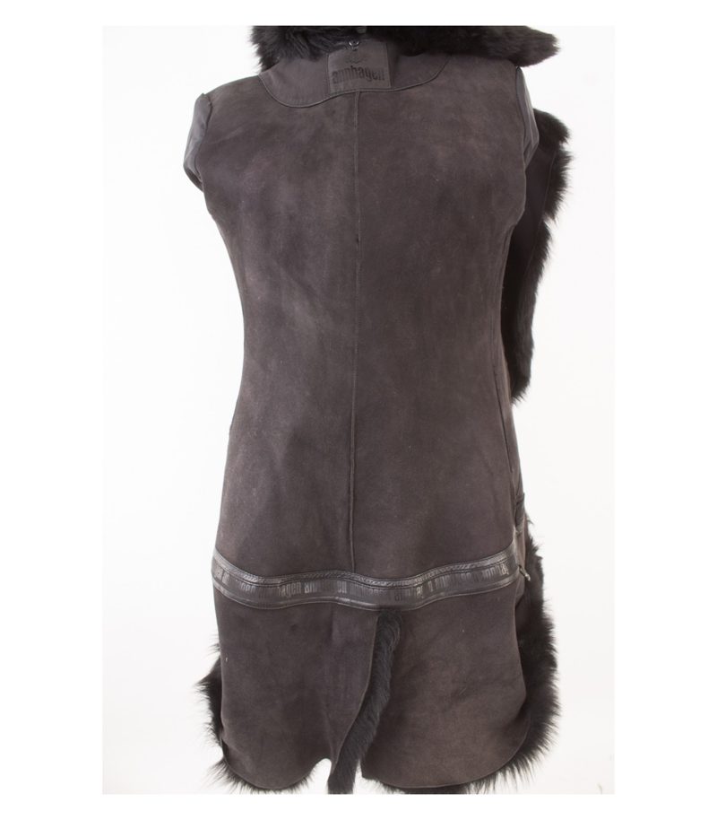 ANNHAGEN Damen 2 in1 Echtpelz - Mantel Jacke Gr. IT 40 DE 34 Schwarz Leder – Foto 6