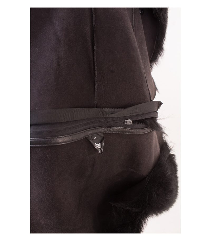 ANNHAGEN Damen 2 in1 Echtpelz - Mantel Jacke Gr. IT 40 DE 34 Schwarz Leder – Foto 8