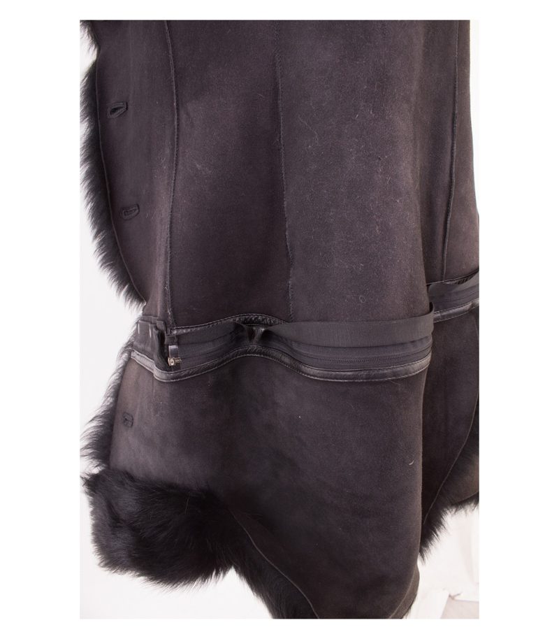 ANNHAGEN Damen 2 in1 Echtpelz - Mantel Jacke Gr. IT 40 DE 34 Schwarz Leder – Foto 9