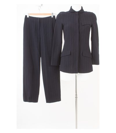GIORGIO ARMANI Damen Hosenanzug Blazer Hose Borgo 21 Gr. XS Blau Wolle Elasthan