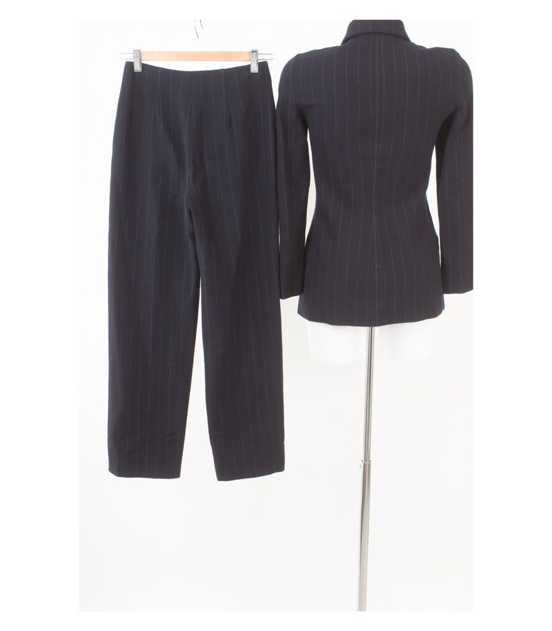 GIORGIO ARMANI Damen Hosenanzug Blazer Hose Borgo 21 Gr. XS Blau Wolle Elasthan – Foto 2