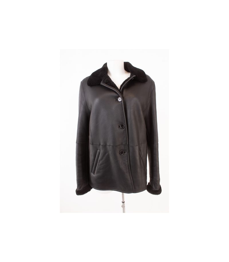 FOR EVER Leather for You Damen Jacke Lammfelljacke Winterjacke Gr. DE 42 Schwarz – Foto 2