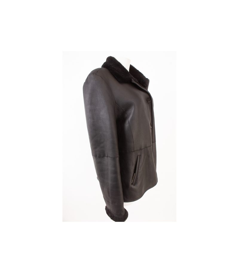 FOR EVER Leather for You Damen Jacke Lammfelljacke Winterjacke Gr. DE 42 Schwarz – Foto 3