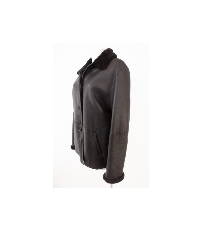 FOR EVER Leather for You Damen Jacke Lammfelljacke Winterjacke Gr. DE 42 Schwarz – Foto 4