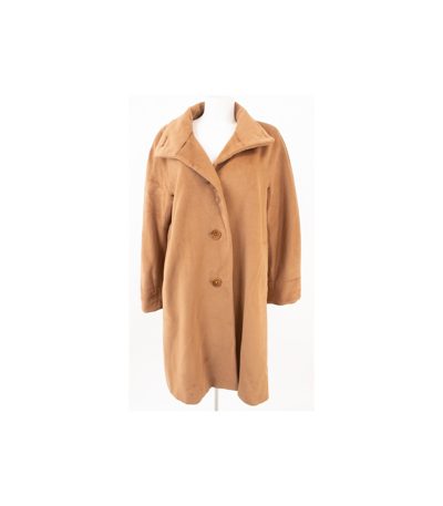 YELL Damen Mantel Wollmantel Gr. DE 42 Beige Angora Wolle Kaschmir Cashmere
