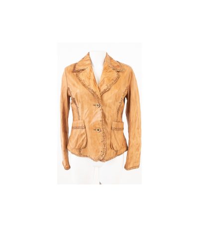 HUCKE BERLIN Damen Lederjacke Blazer Gr. DE 40 Braun Leder
