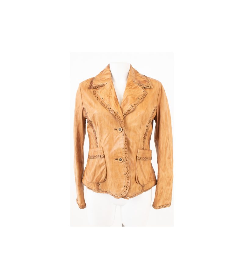 HUCKE BERLIN Damen Lederjacke Blazer Gr. DE 40 Braun Leder – Foto 1