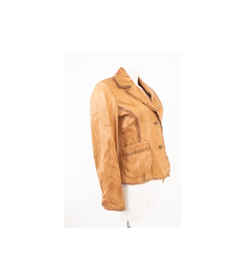 HUCKE BERLIN Damen Lederjacke Blazer Gr. DE 40 Braun Leder – Foto 2