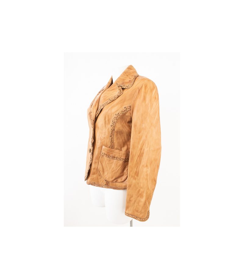 HUCKE BERLIN Damen Lederjacke Blazer Gr. DE 40 Braun Leder – Foto 3