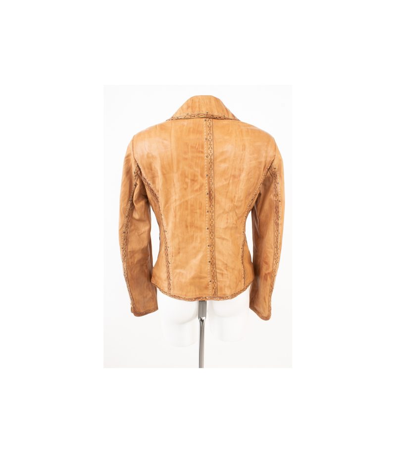 HUCKE BERLIN Damen Lederjacke Blazer Gr. DE 40 Braun Leder – Foto 4