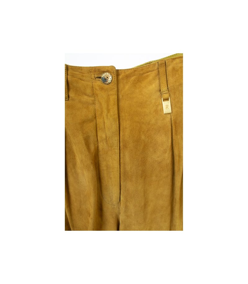 Etienne Aigner Damen Kurze Hose Lederhose Veloursleder Gr. DE 42 Leder – Foto 4