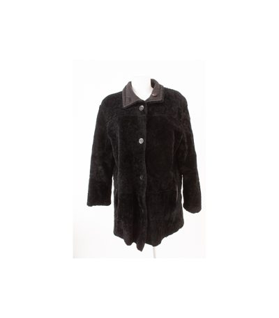 CHRIST Damen Mantel Wendemantel Gr. DE 42 Schwarz Leder