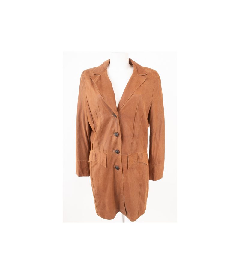 MADELEINE Damen Mantel Lederjacke Gr. DE 42 Braun Leder – Foto 1