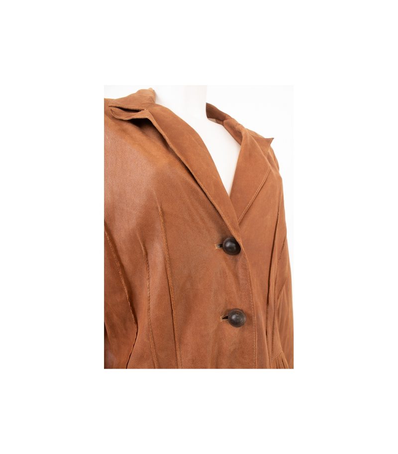 MADELEINE Damen Mantel Lederjacke Gr. DE 42 Braun Leder – Foto 5
