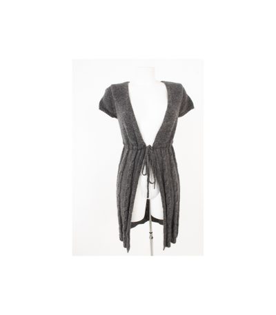 HALLHUBER Damen Strickjacke Strickmantel Cardigan Kid Gr. S Grau Mohair