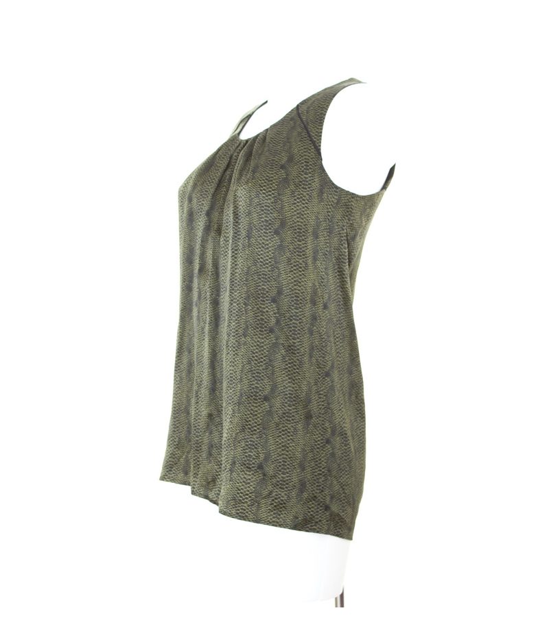 HUGO BOSS Damen Top Shirt Gr. DE 34 Oliv Schwarz Seide – Foto 2