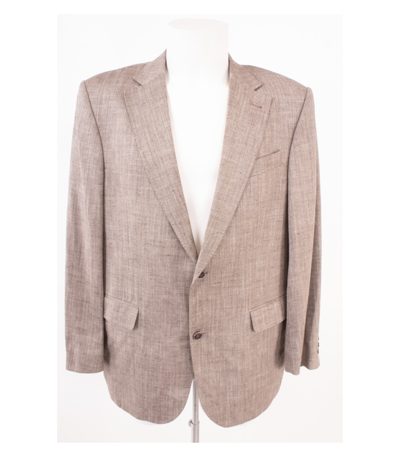 Tom Rusborg Herren Sakko Jackett Beige-Braun Gr. 52 Wolle Seide Leinen