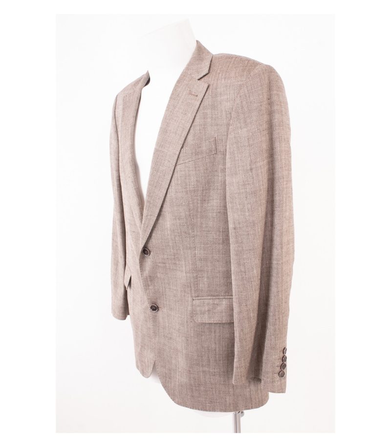 Tom Rusborg Herren Sakko Jackett Beige-Braun Gr. 52 Wolle Seide Leinen – Foto 3
