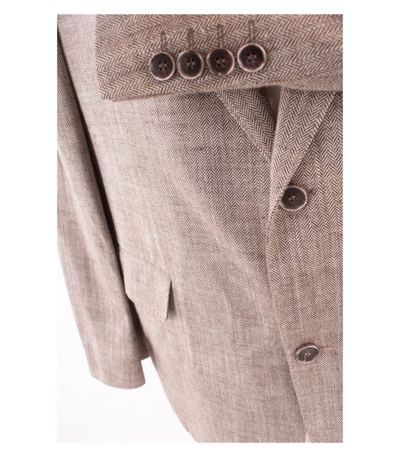 Tom Rusborg Herren Sakko Jackett Beige-Braun Gr. 52 Wolle Seide Leinen – Foto 5