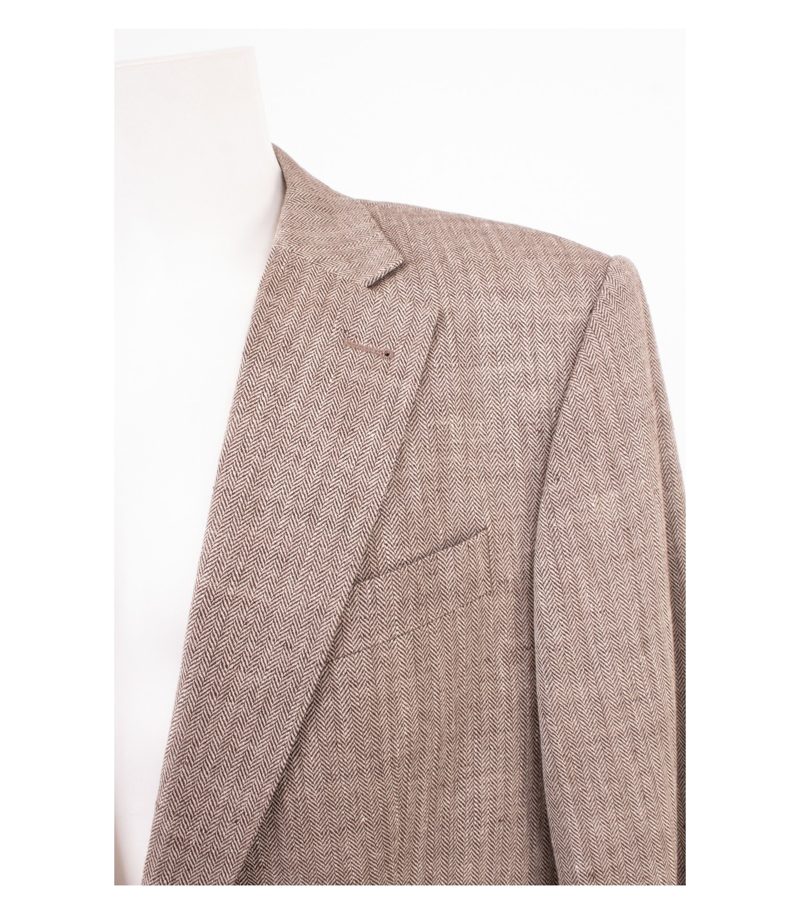 Tom Rusborg Herren Sakko Jackett Beige-Braun Gr. 52 Wolle Seide Leinen – Foto 6