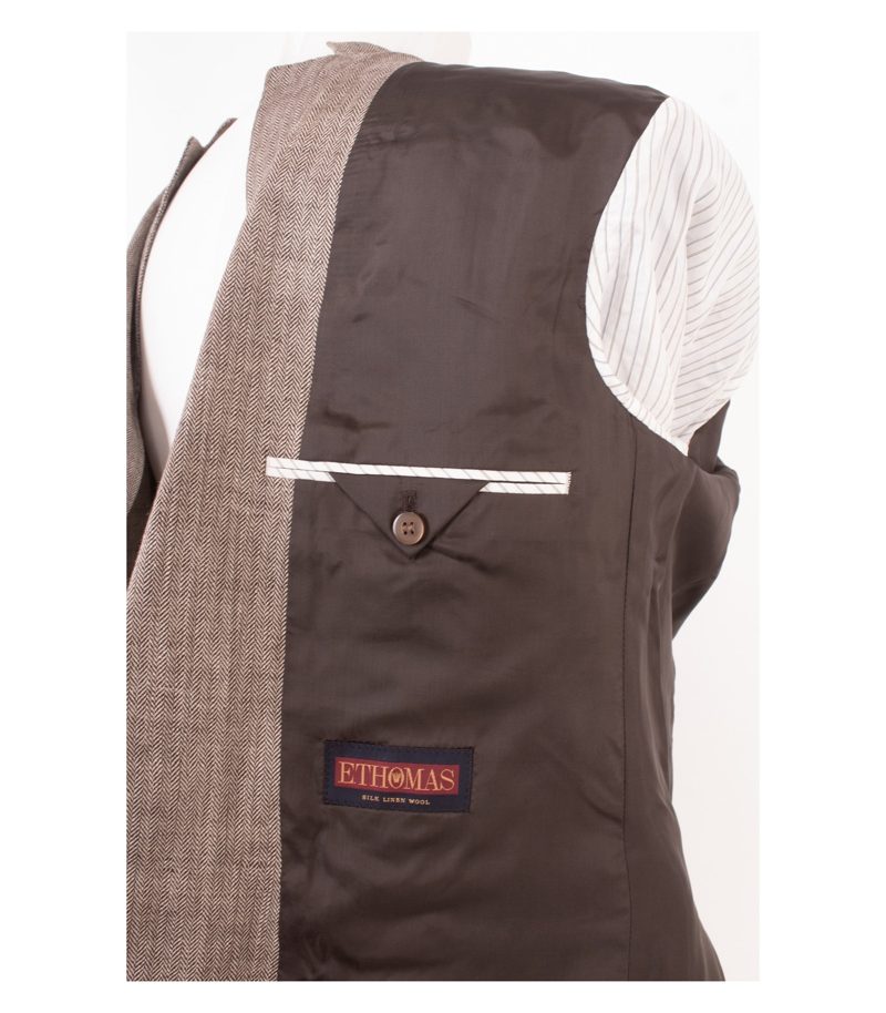 Tom Rusborg Herren Sakko Jackett Beige-Braun Gr. 52 Wolle Seide Leinen – Foto 8