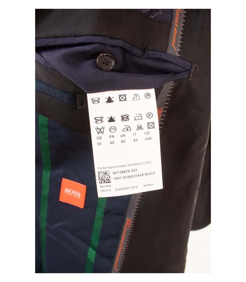 HUGO BOSS Herren Sakko Jackett Gr. 50 Acetat Schwarz Baumwolle Wolle – Foto 10