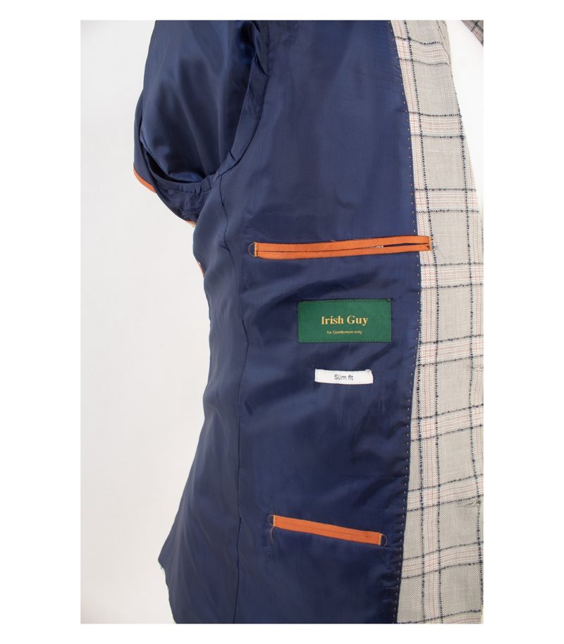 Irish Guy Herren Sakko Jackett Gr. 50 Slim-Fit Mehrfarbig Baumwolle Leinen Neu – Foto 9