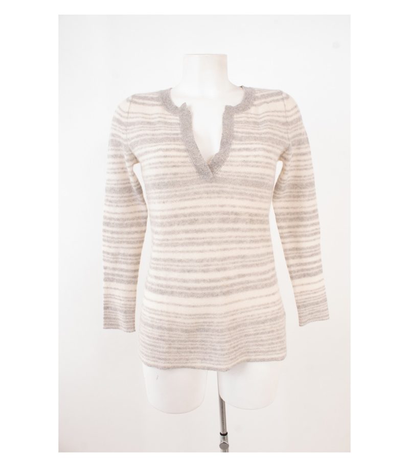 Peter Hahn Damen Pullover Grau-Weiß Gr. DE 36 Kaschmir Cashmere – Foto 1