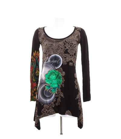 Desigual Damen Shirt Langarmshirt Tunika Kleid Gr. S Longsleeves Asymmetrisch