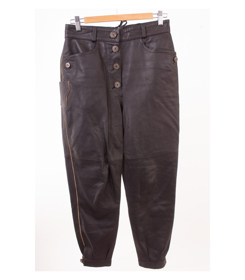SPIETH & WENSKY Damen Hose Trachtenhose Lederhose Gr. DE 38 Schwarz Leder – Foto 1
