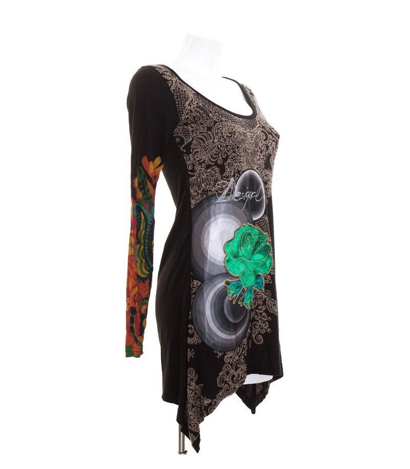 Desigual Damen Shirt Langarmshirt Tunika Kleid Gr. S Longsleeves Asymmetrisch – Foto 2