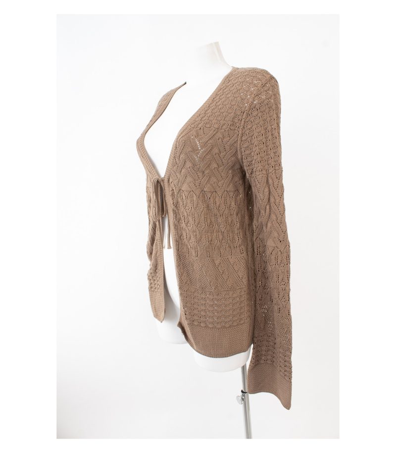 roberto collina Damen Strickjacke Pullover Beigebraun Gr. XL Baumwolle – Foto 3