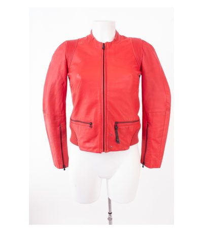 G Star RAW Damen Lederjacke Gr. XS Rot Leder