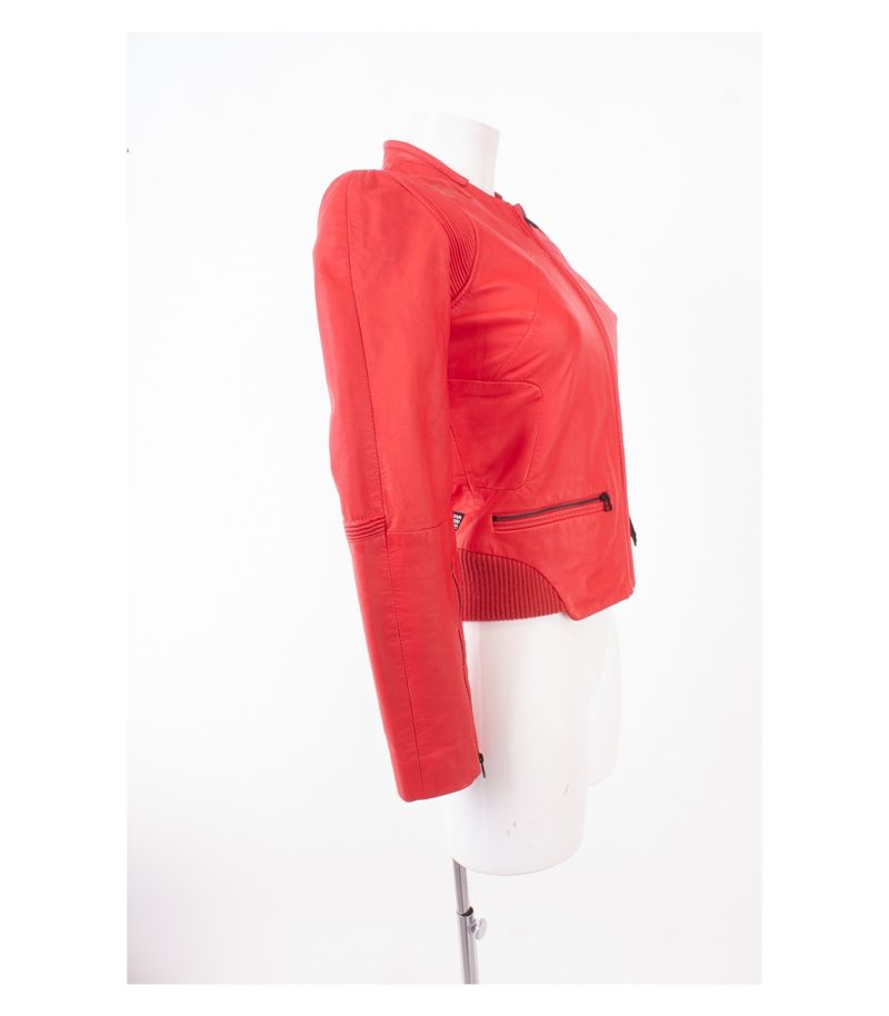 G Star RAW Damen Lederjacke Gr. XS Rot Leder – Foto 2