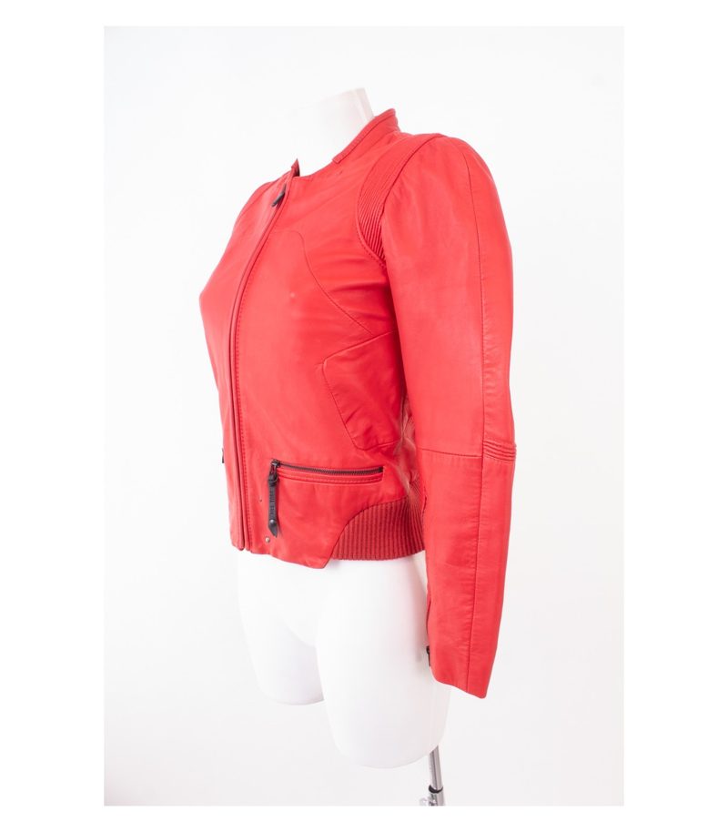 G Star RAW Damen Lederjacke Gr. XS Rot Leder – Foto 3