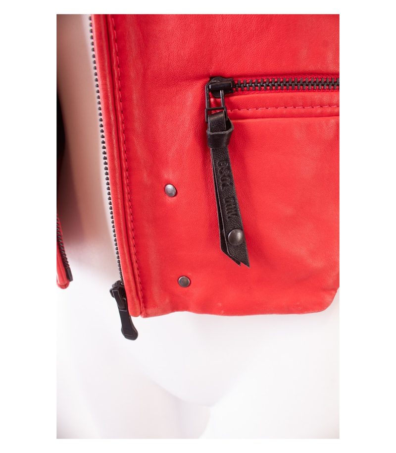 G Star RAW Damen Lederjacke Gr. XS Rot Leder – Foto 7
