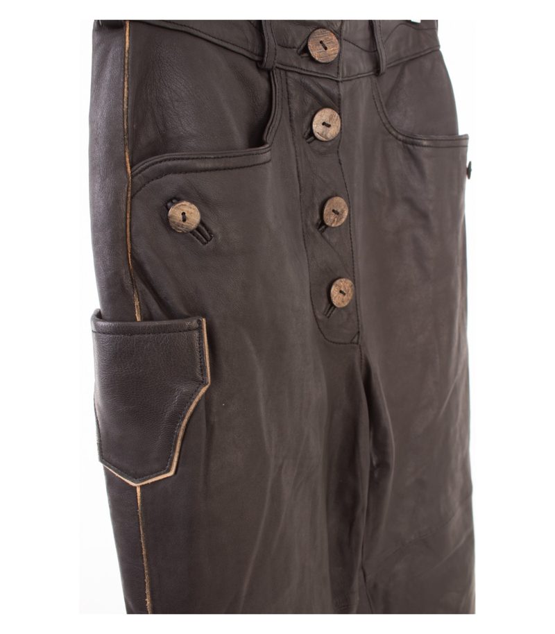 Spieth & Wensky Damen Trachtenhose Lederhose Gr. DE 34 Schwarz Leder – Foto 3
