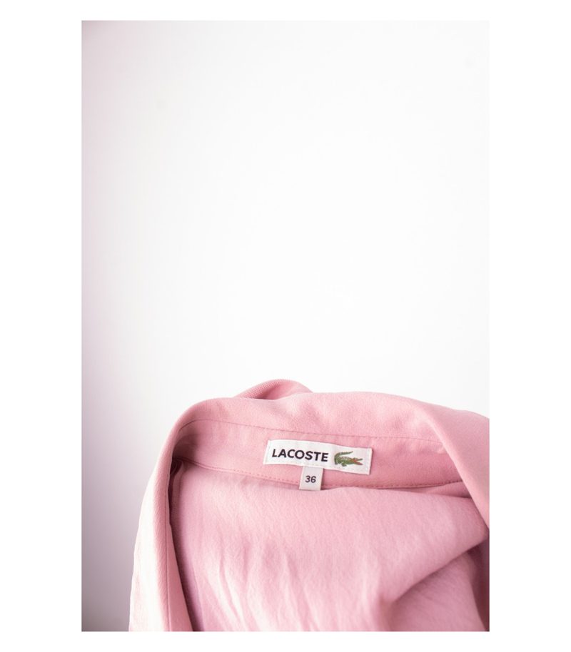 LACOSTE Damen Bluse Blusenkleid Longbluse Tunika Gr. 36 Rosa Seide – Foto 6