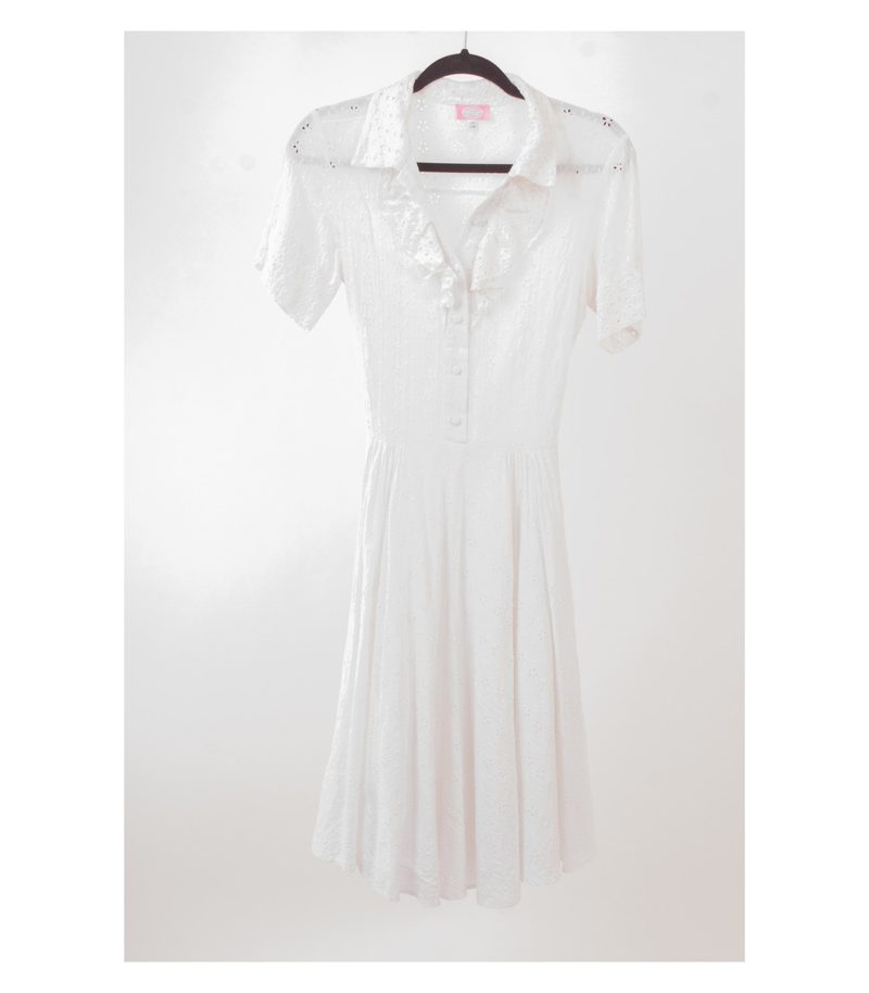 BLUGIRL BLUMARINE Damen Kleid Sommerkleid Gr. DE 38 Weiß Leinen Baumwolle – Foto 1