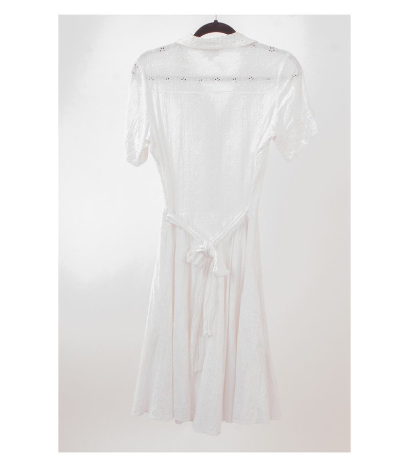 BLUGIRL BLUMARINE Damen Kleid Sommerkleid Gr. DE 38 Weiß Leinen Baumwolle – Foto 2