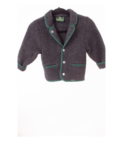 Giesswein Kinder Trachtenjacke Janker Anthrazitgrau -Grün Gr. 4 Reine Wolle