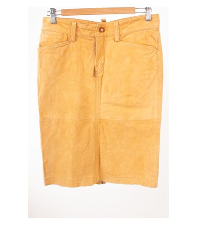 Dsquared2 Damen Rock Lederrock Sandgelb Gr. IT 42 DE 36 Leder