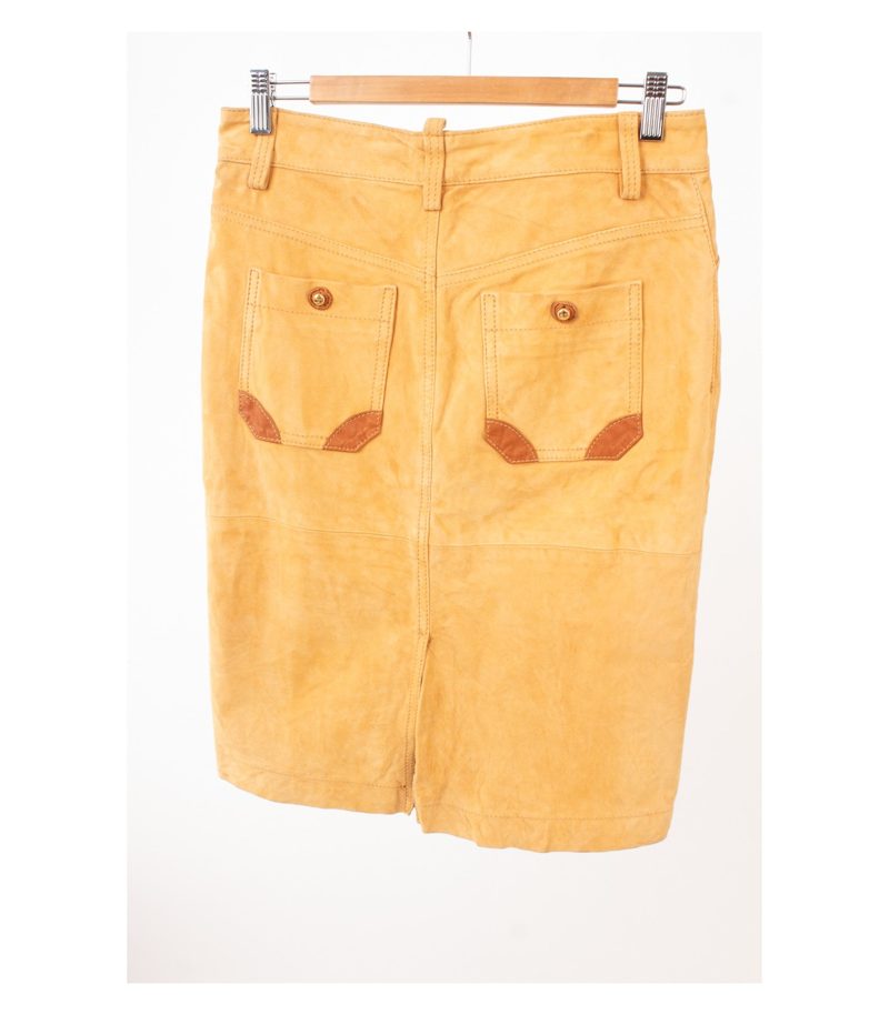 Dsquared2 Damen Rock Lederrock Sandgelb Gr. IT 42 DE 36 Leder – Foto 2