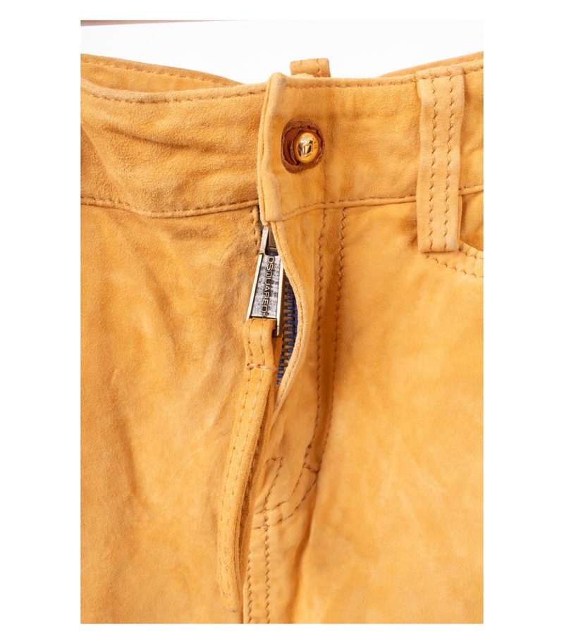 Dsquared2 Damen Rock Lederrock Sandgelb Gr. IT 42 DE 36 Leder – Foto 4